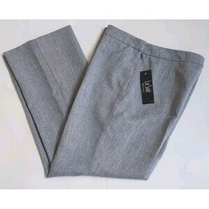 NWT Ladies LeSuit Petite Classic Luxe Navy/White Flat Front Straight Dress Pants